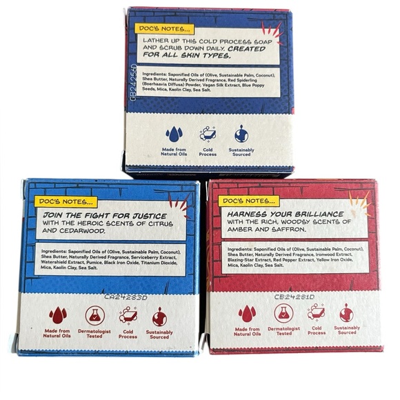 Dr. Squatch Marvel Soap Bundle Stark Cleanse, Spidey Suds, Liberty Lather Ltd Ed - Picture 2 of 2